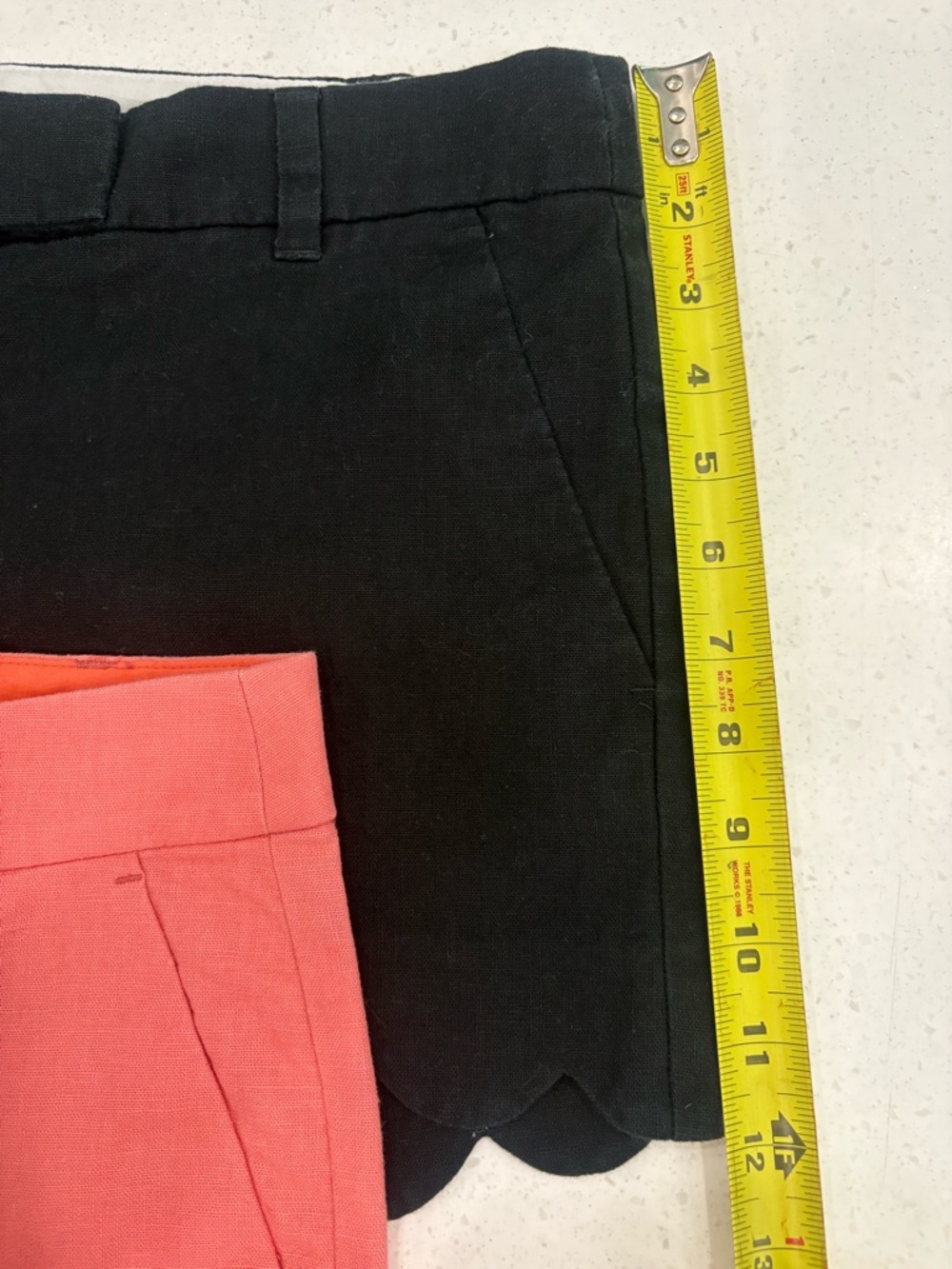 Set of 4 J. Crew Linen Scallop Hem Shorts Coral, Green, Black, White Size 10 - Picture 10 of 15